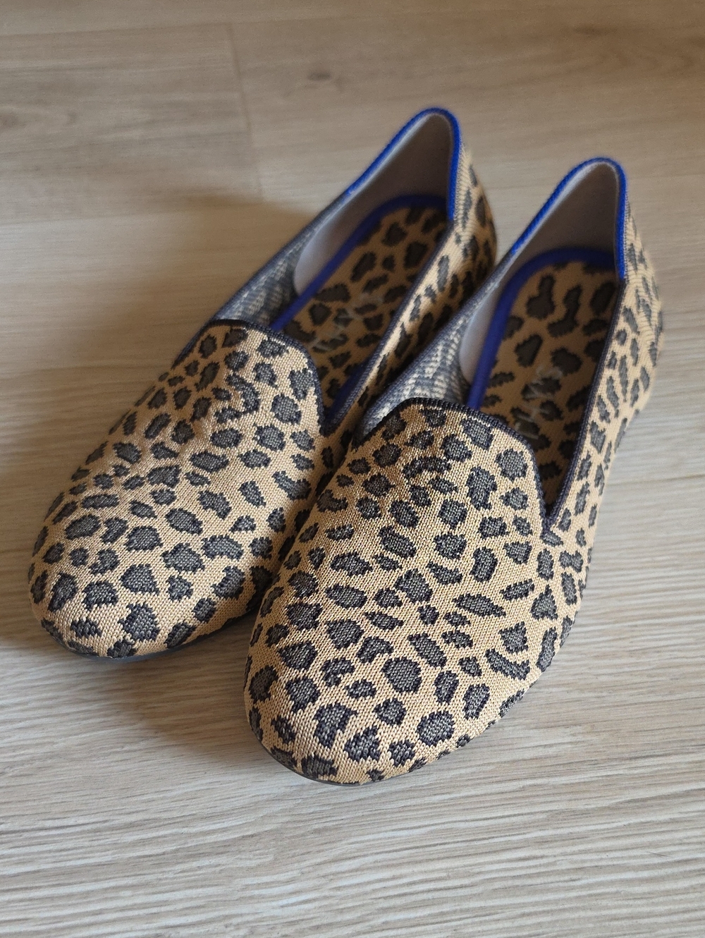 Rothy's Leopard Print Slip-On Flats in Tan and Black